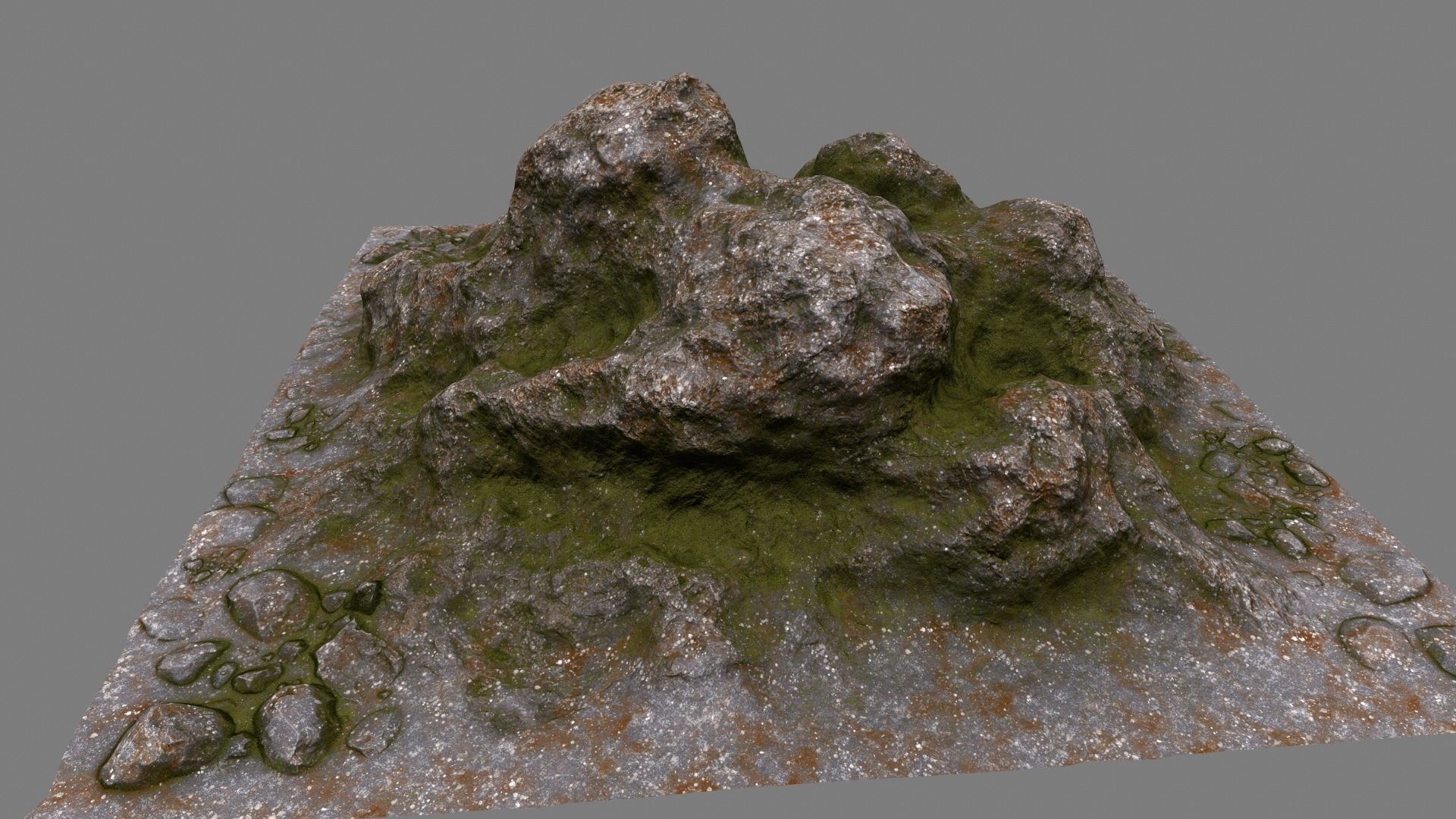 Rocks mountain with grass and moss Low-poly 3D model_2