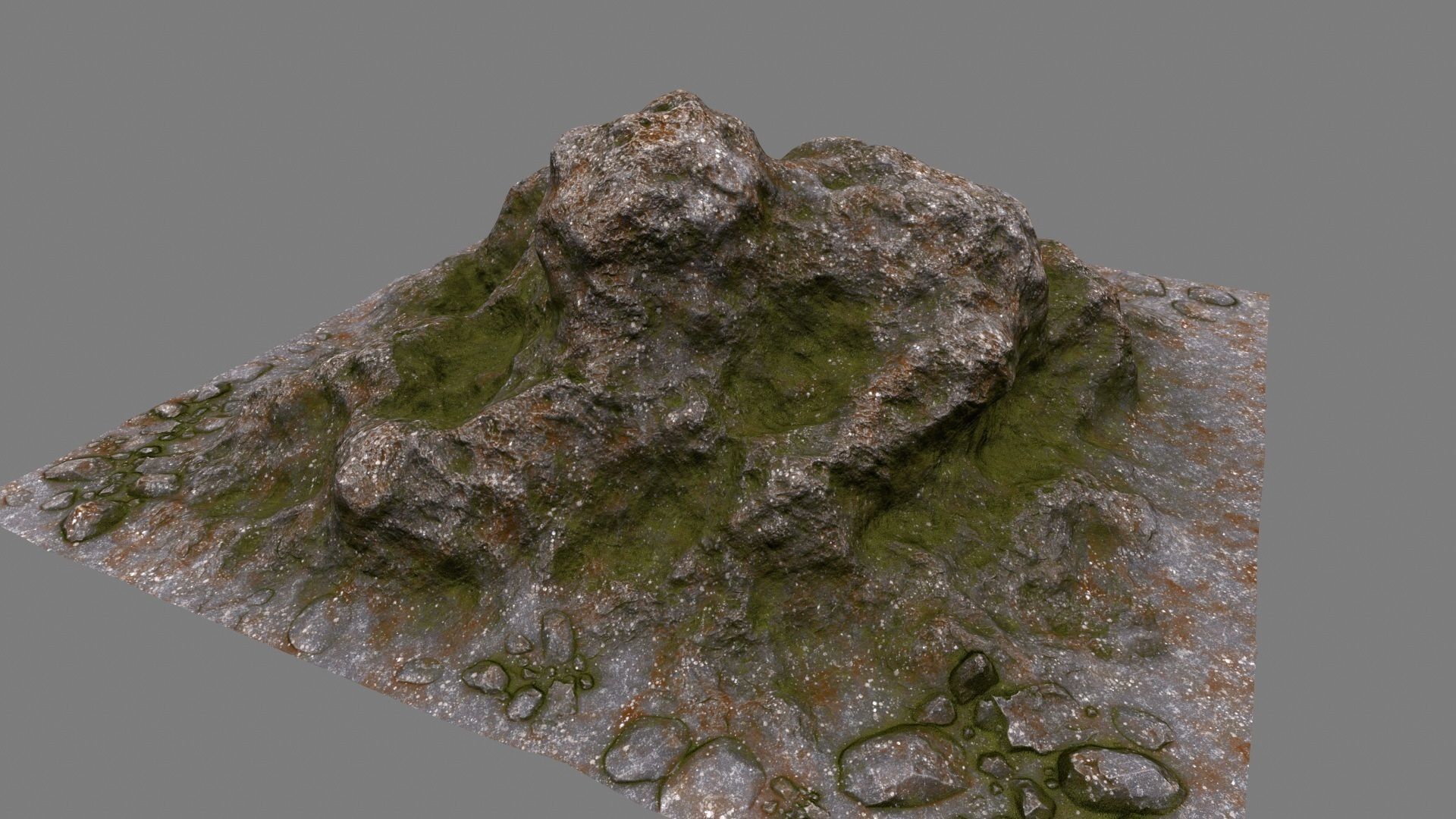 Rocks mountain with grass and moss Low-poly 3D model_11