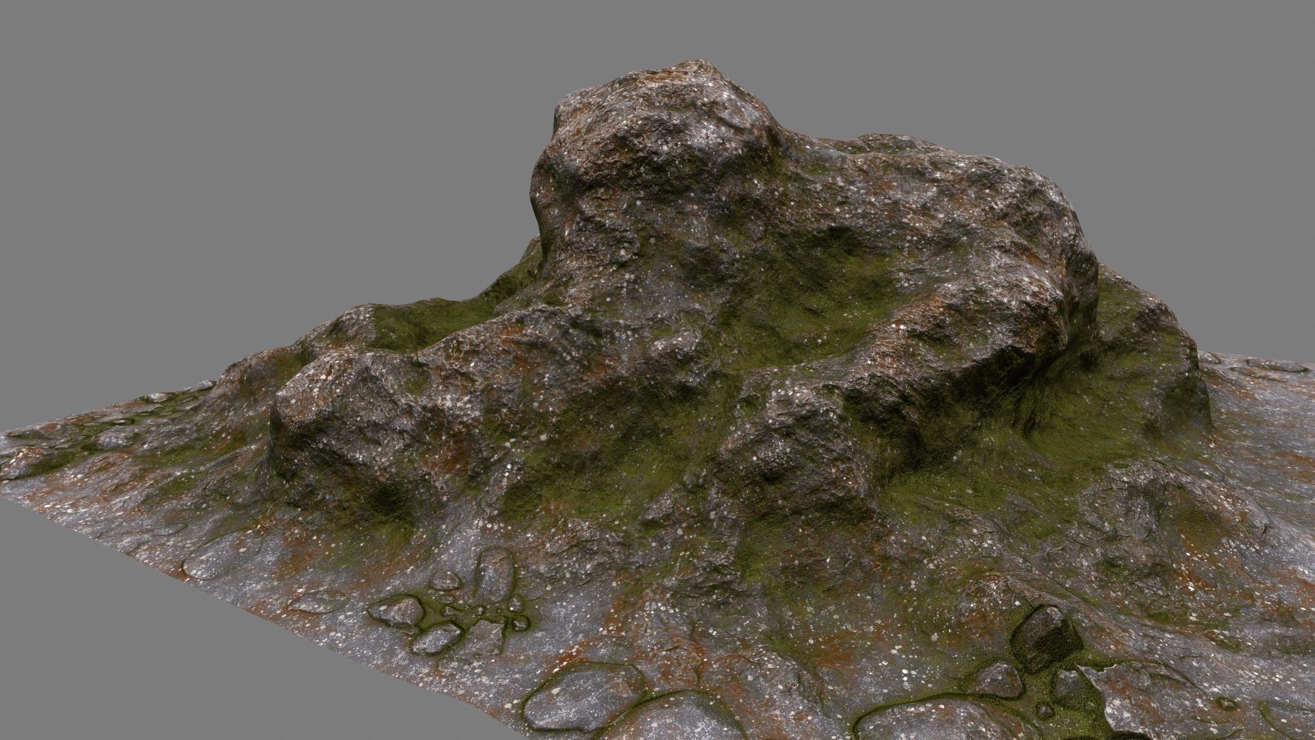 Rocks mountain with grass and moss Low-poly 3D model_6