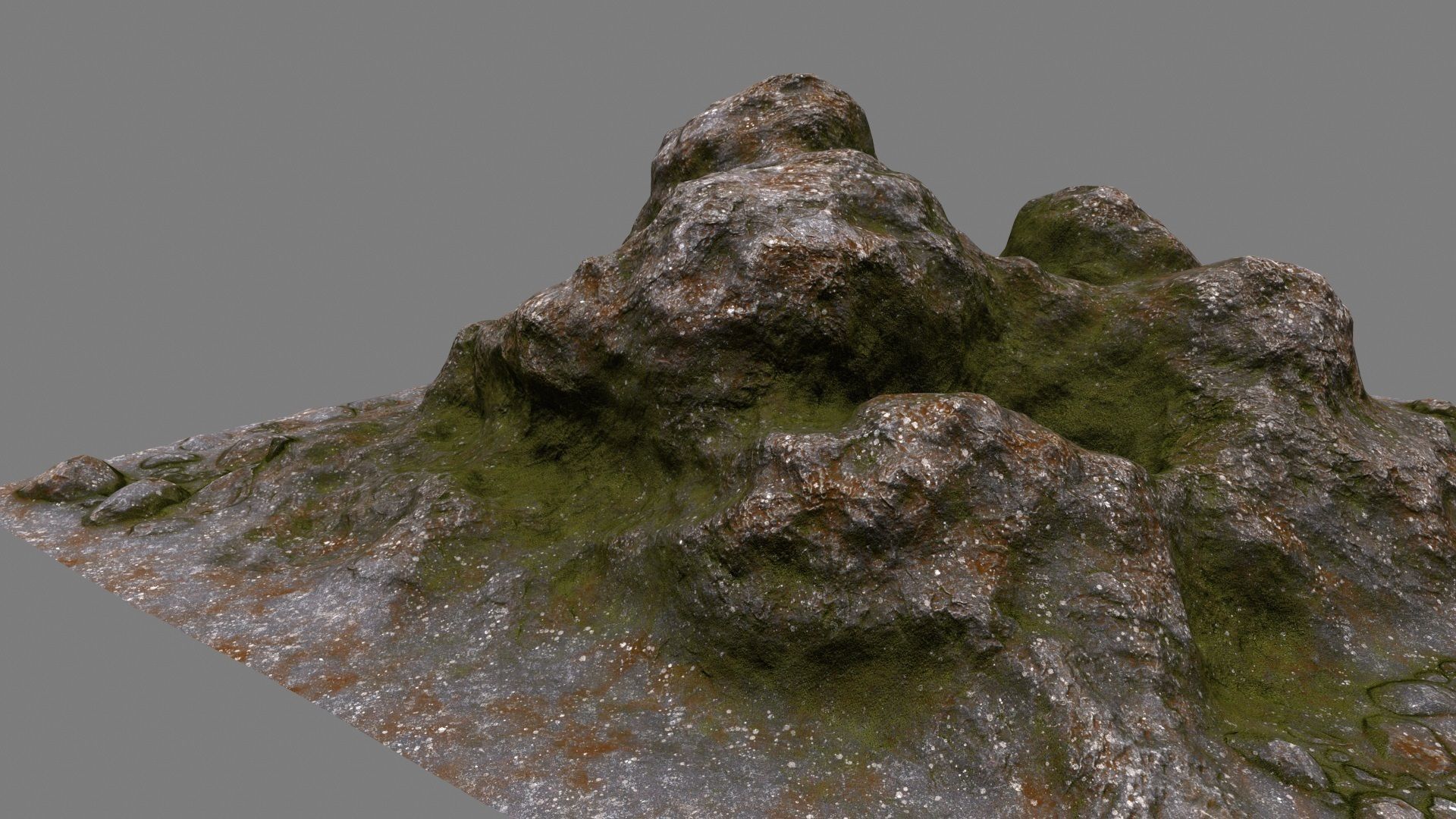 Rocks mountain with grass and moss Low-poly 3D model_1