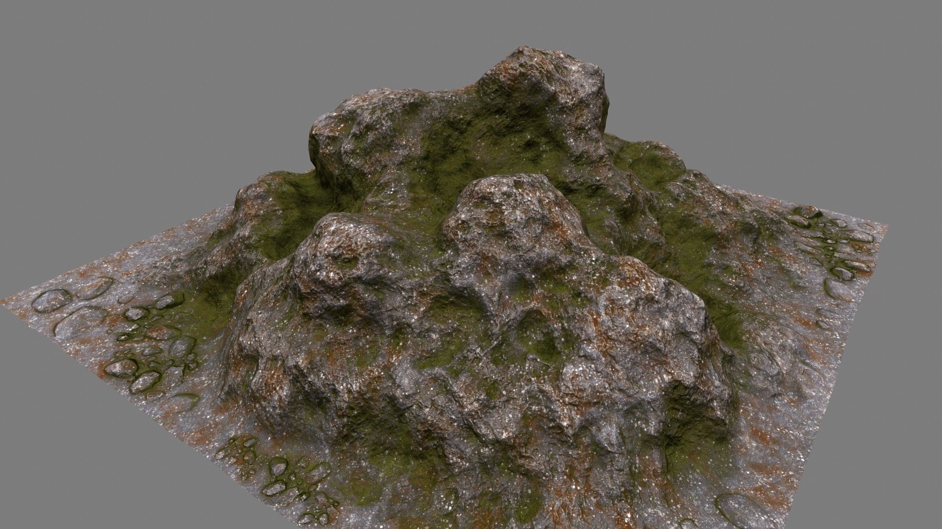 Rocks mountain with grass and moss Low-poly 3D model_16