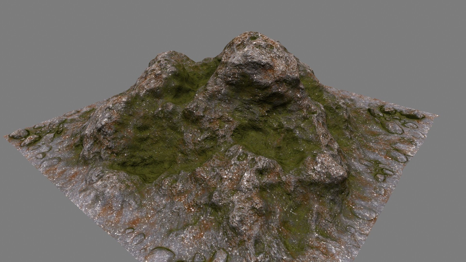 Rocks mountain with grass and moss Low-poly 3D model_10