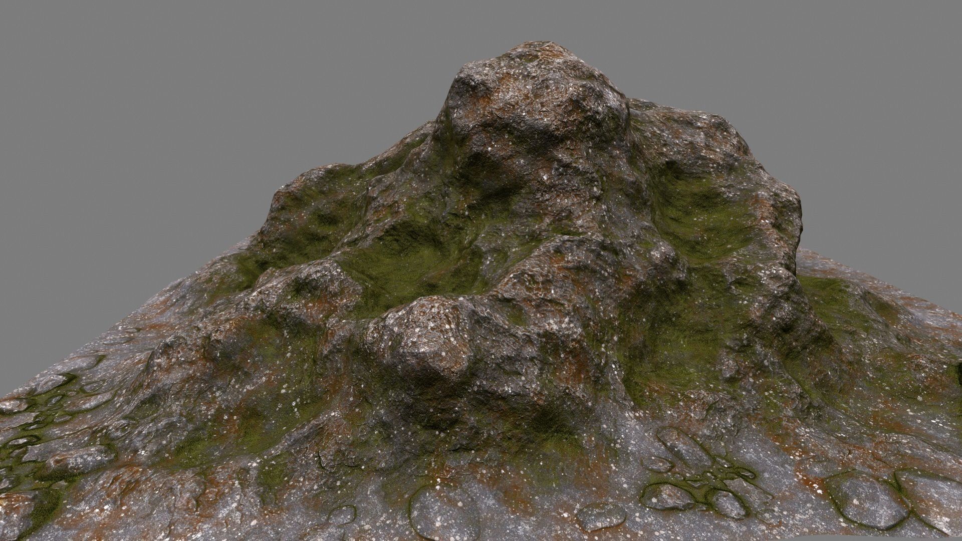 Rocks mountain with grass and moss Low-poly 3D model_4
