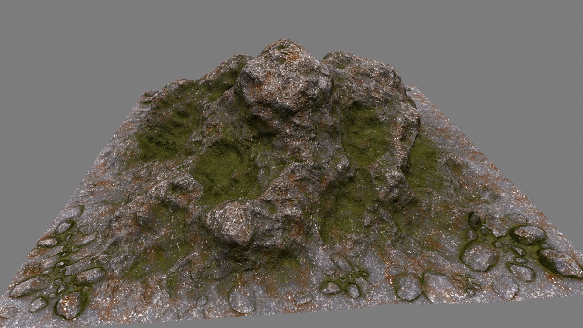 Rocks mountain with grass and moss Low-poly 3D model_14