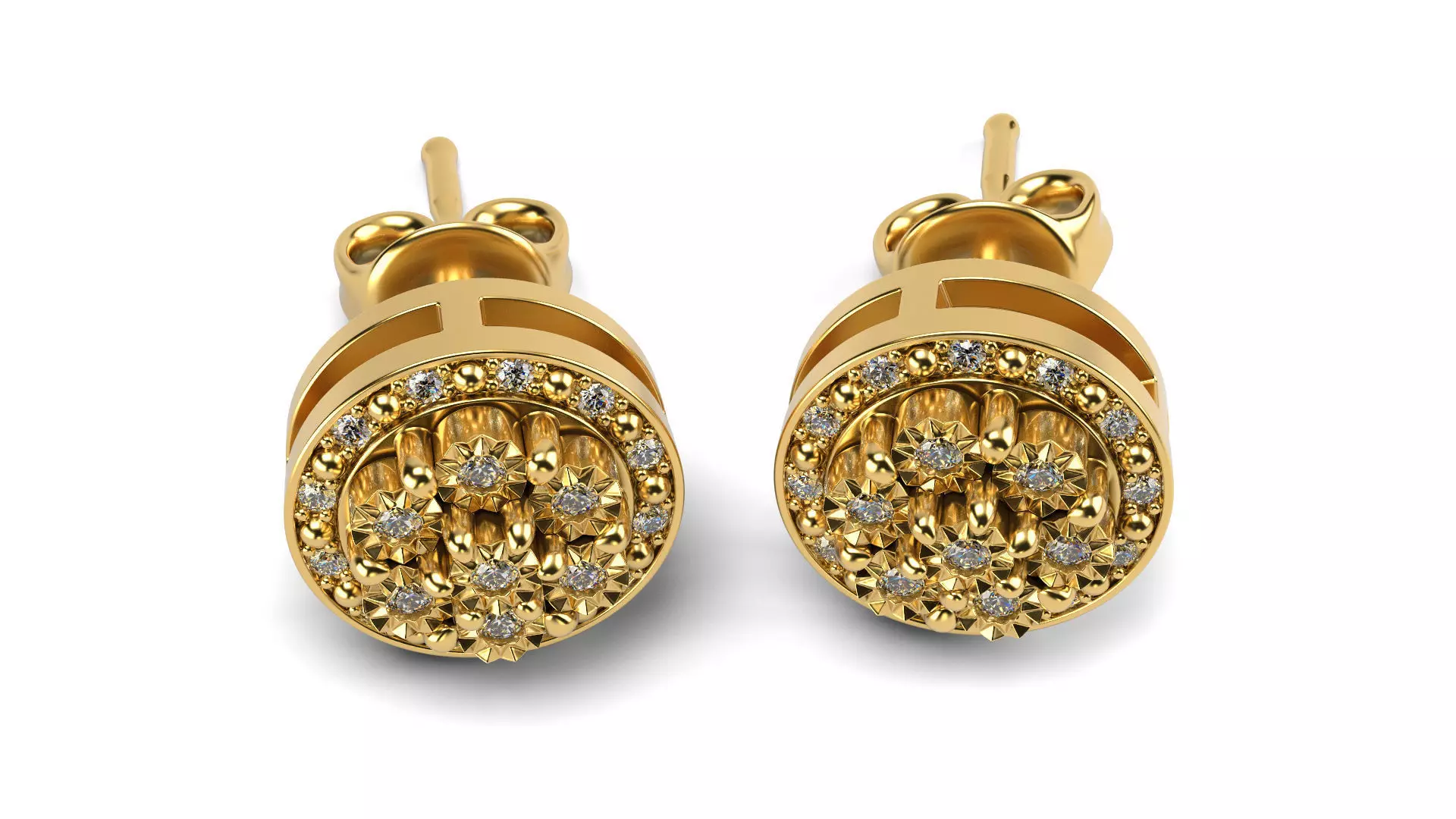 Diamond Illusion Stud Earrings 3D print model_0