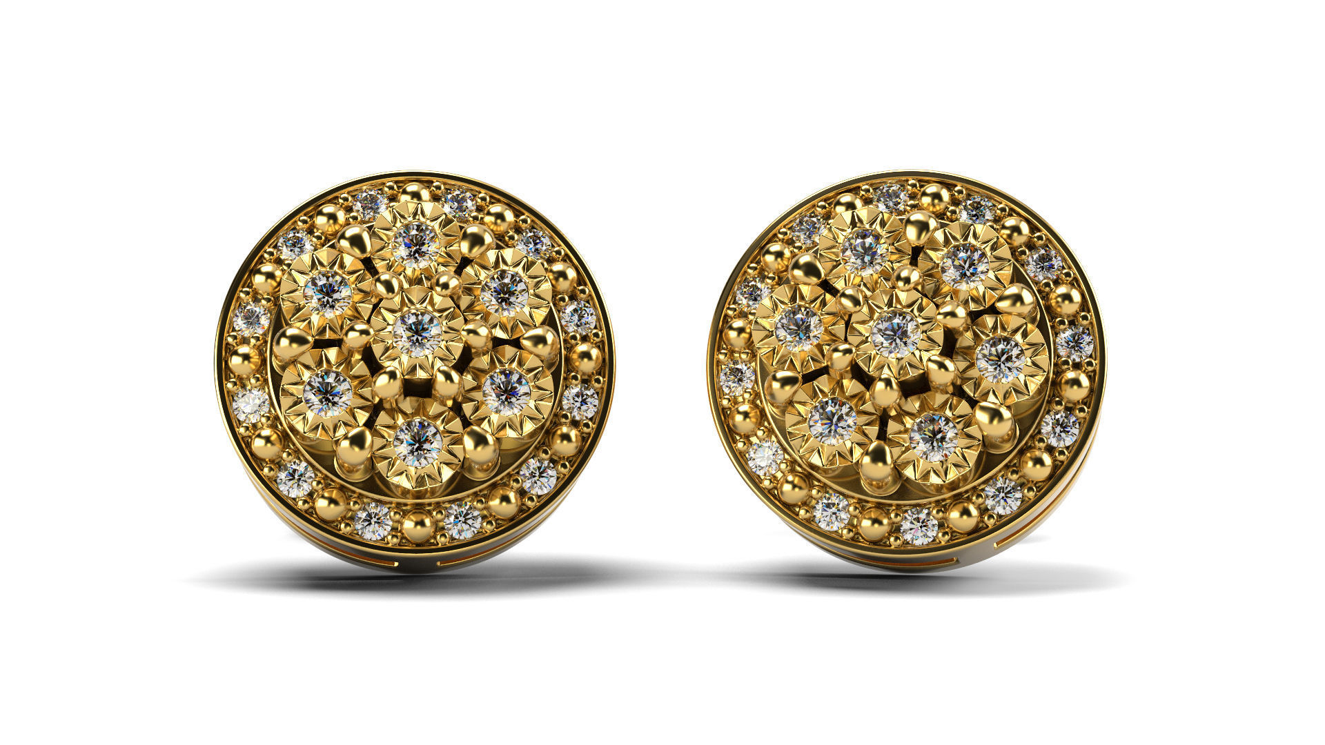 Diamond Illusion Stud Earrings 3D print model_1