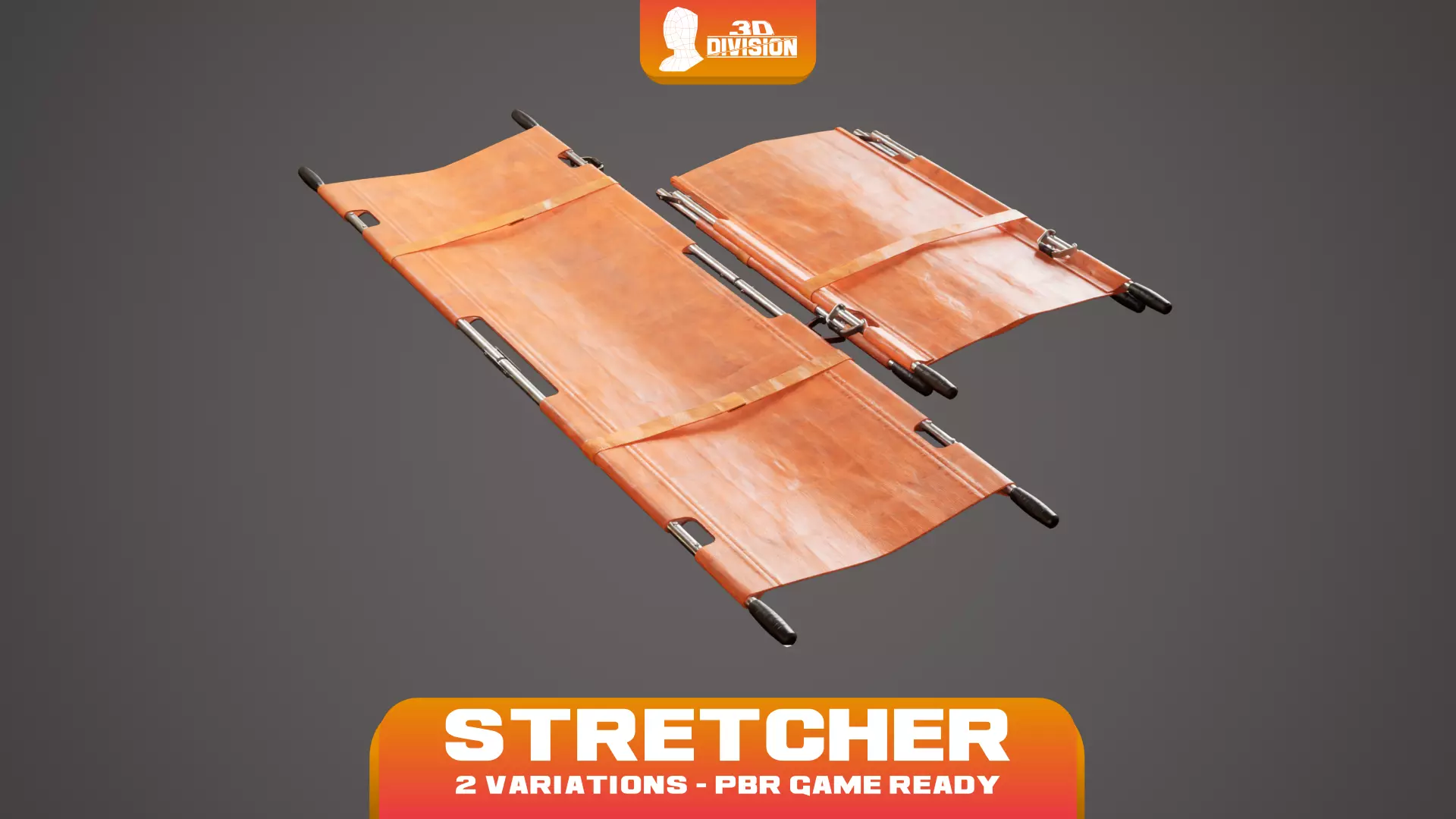 Stretcher Open and Folded - PBR Game Ready - LOW POLY Low-poly 3D model