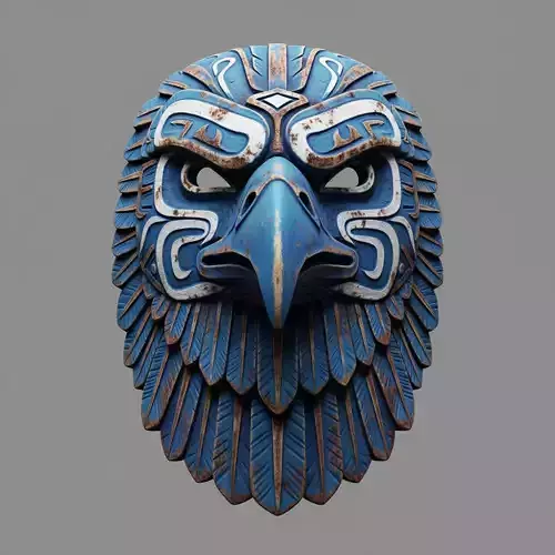 Mythic Eagle Totem Mask Game And 3D Print Ready Low-poly 3D model