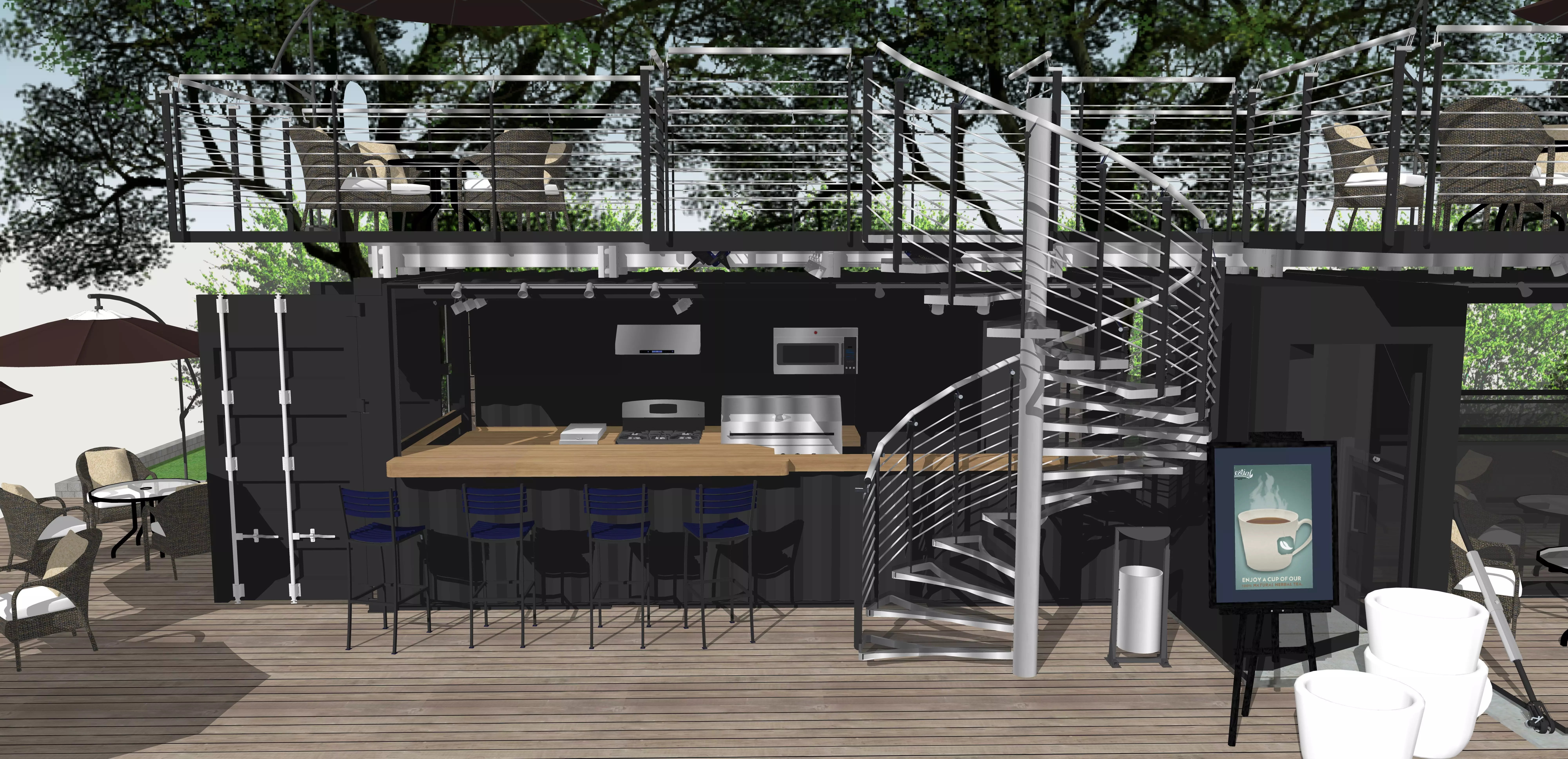 Modular Container Cafe Outdoor Coffee Shop Building 3D model