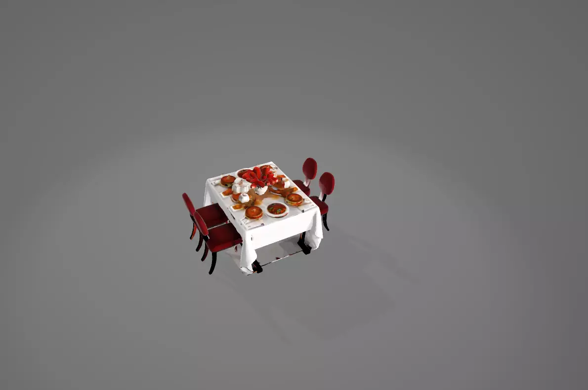 Red and White 3D Dining Table 3D model
