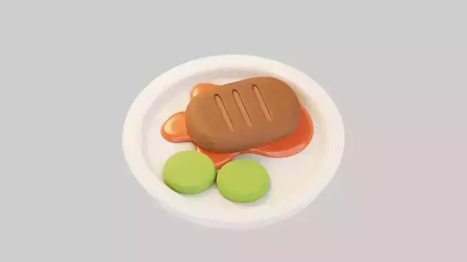 BBQ Steak with Peas 3D model 3