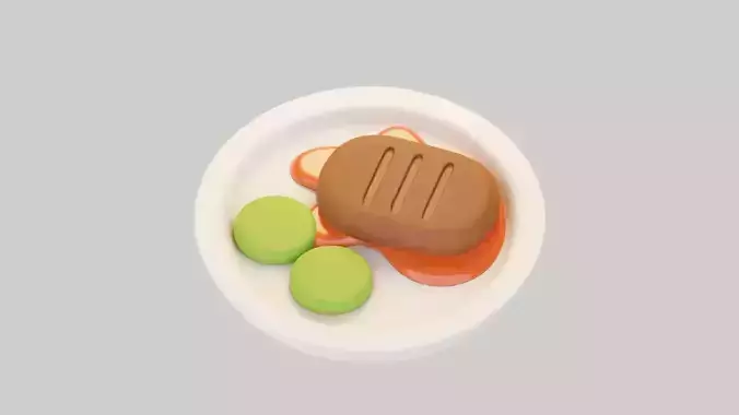 BBQ Steak with Peas 3D model 5