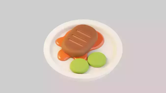 BBQ Steak with Peas 3D model