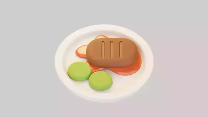 BBQ Steak with Peas 3D model 4