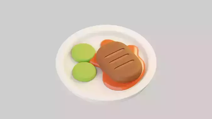BBQ Steak with Peas 3D model 7
