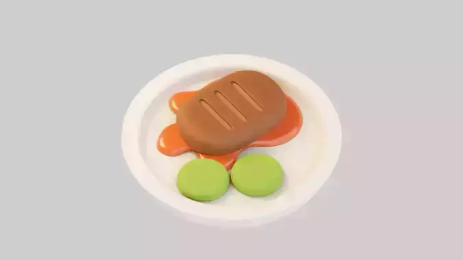 BBQ Steak with Peas 3D model 2