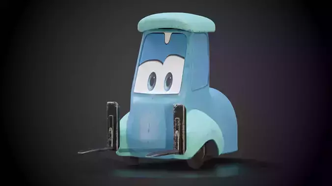 Stylized Cartoon Forklift Character Low-poly 3D model