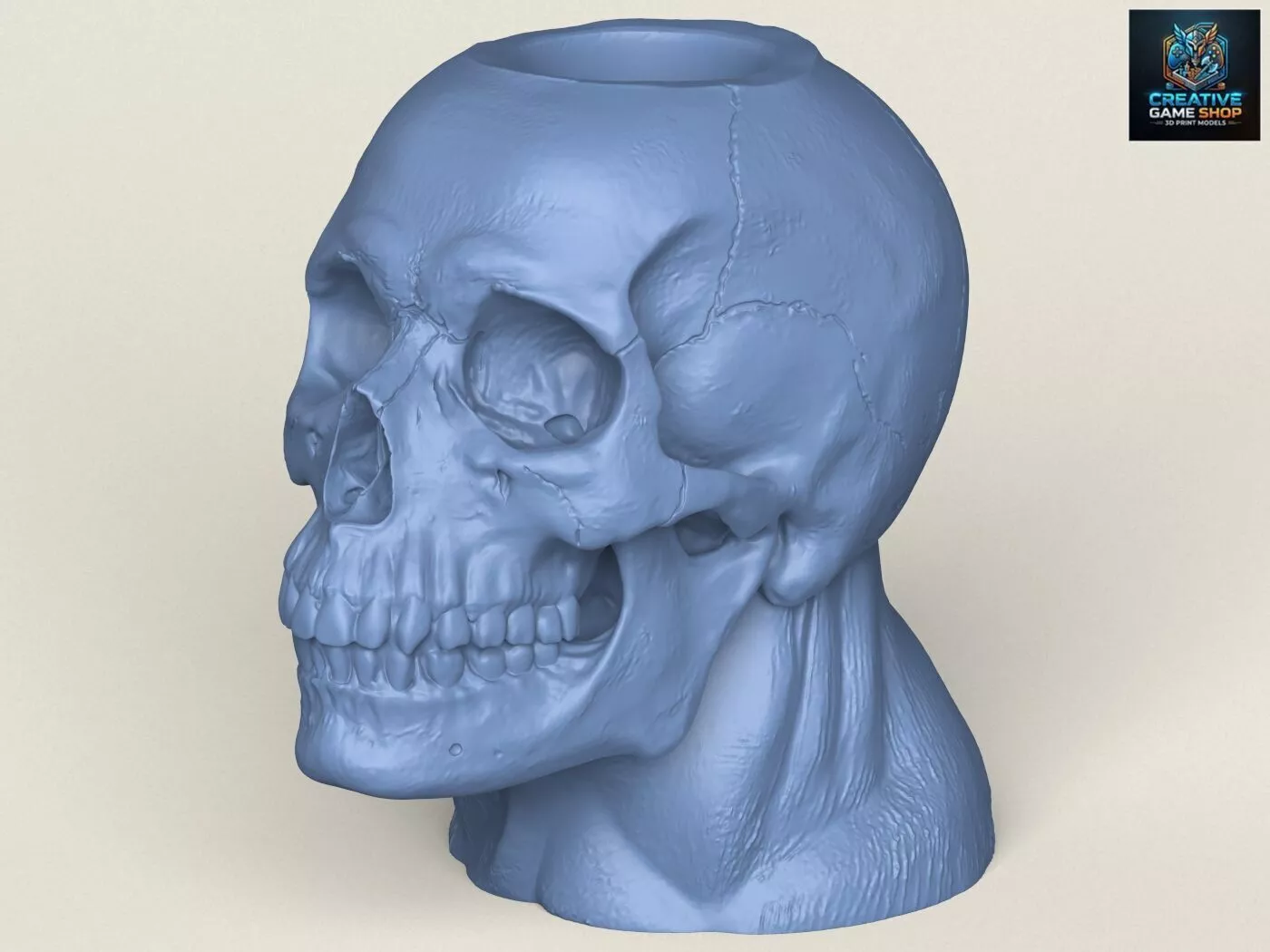 Human Skull Pot Vase 3D print model