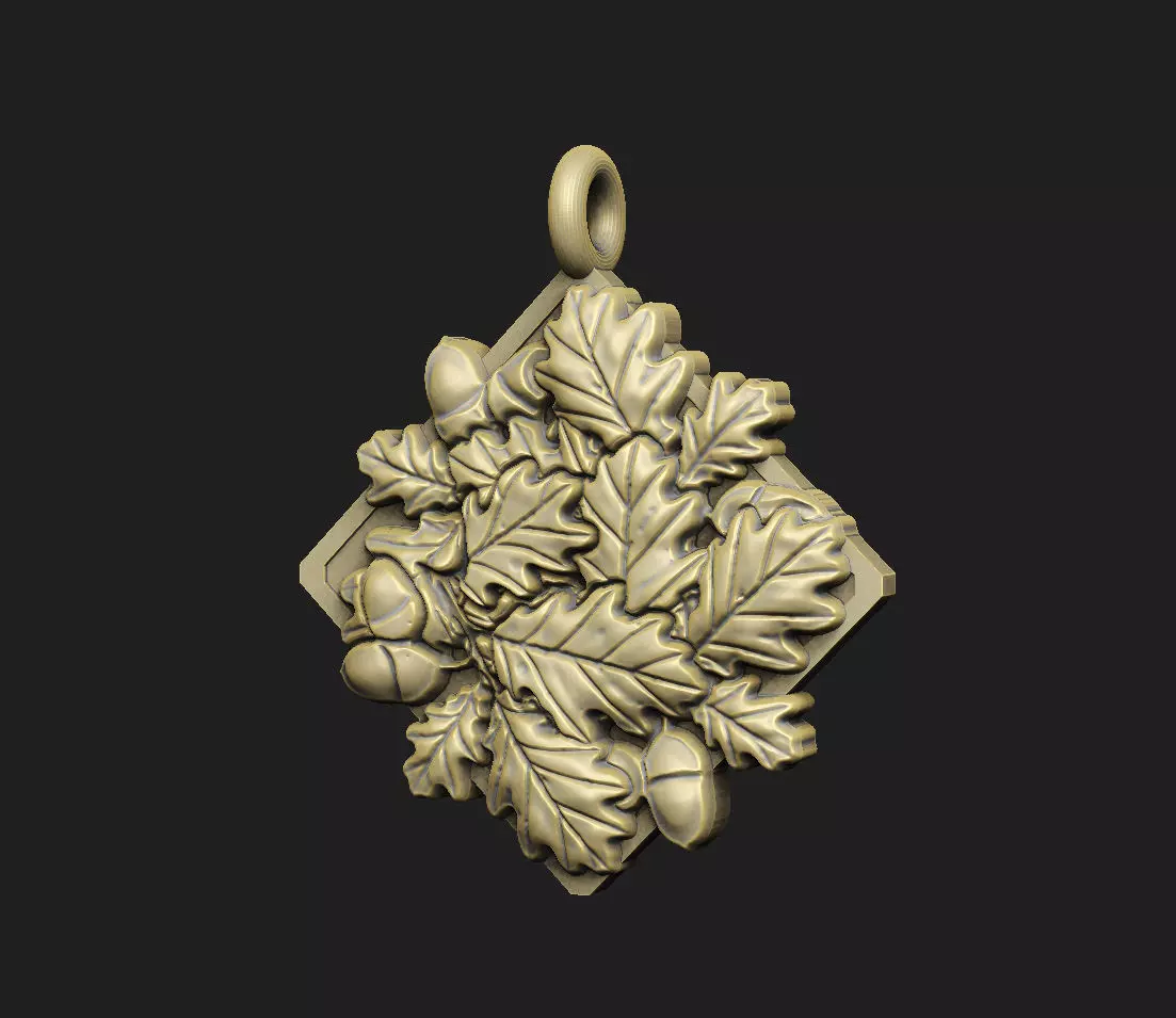 oak jewelry design botanical-art jewelry-component pendant 3D print model