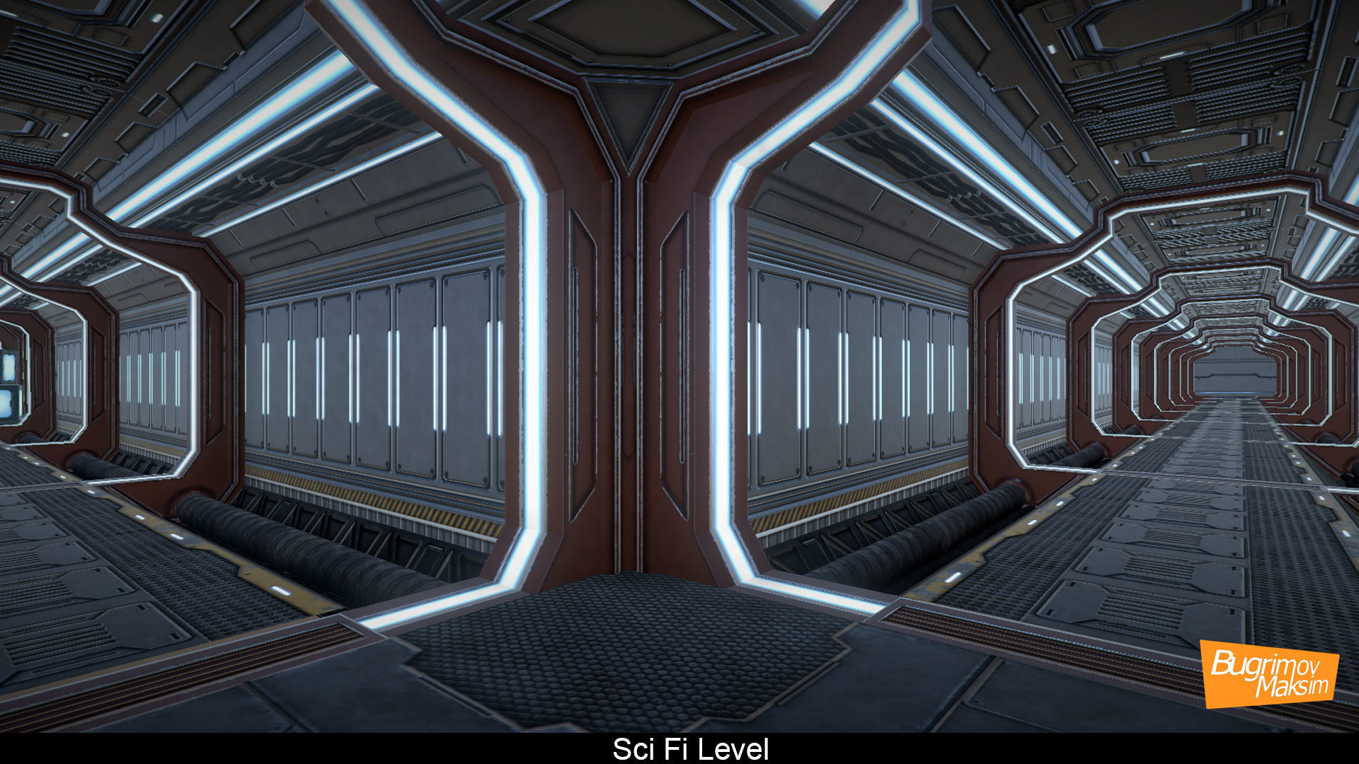 Sci Fi level Low-poly 3D model_4