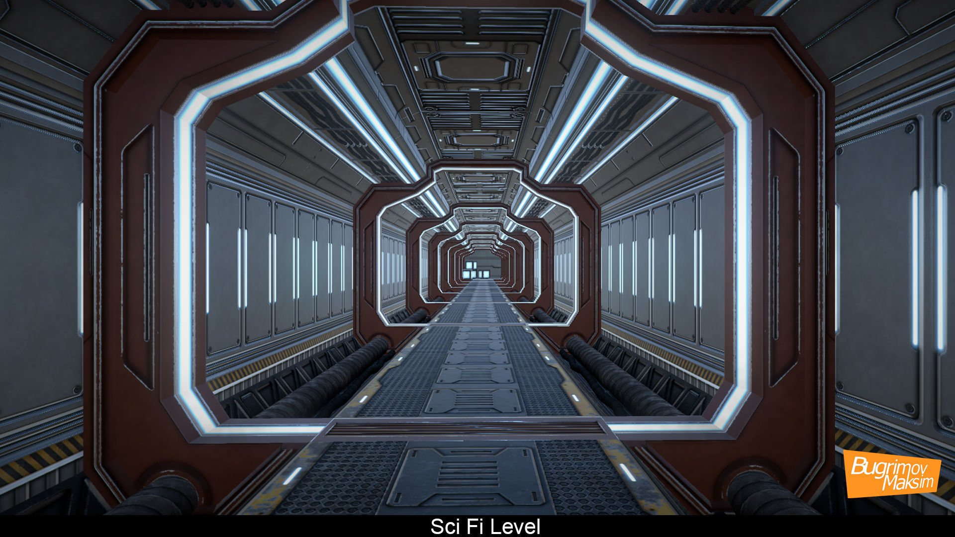 Sci Fi level Low-poly 3D model_3