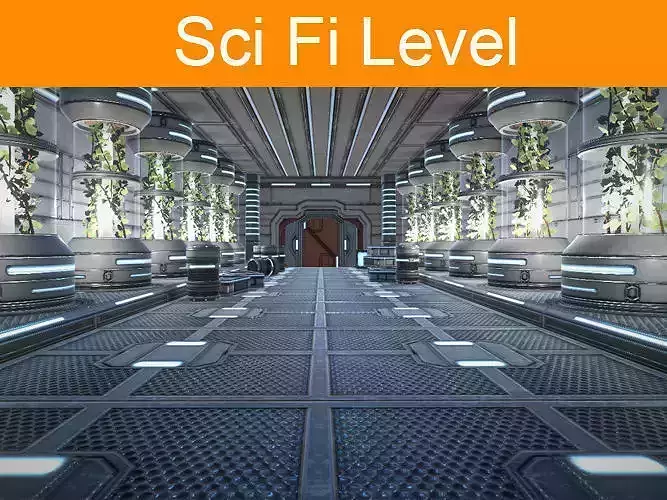Sci Fi level Low-poly 3D model