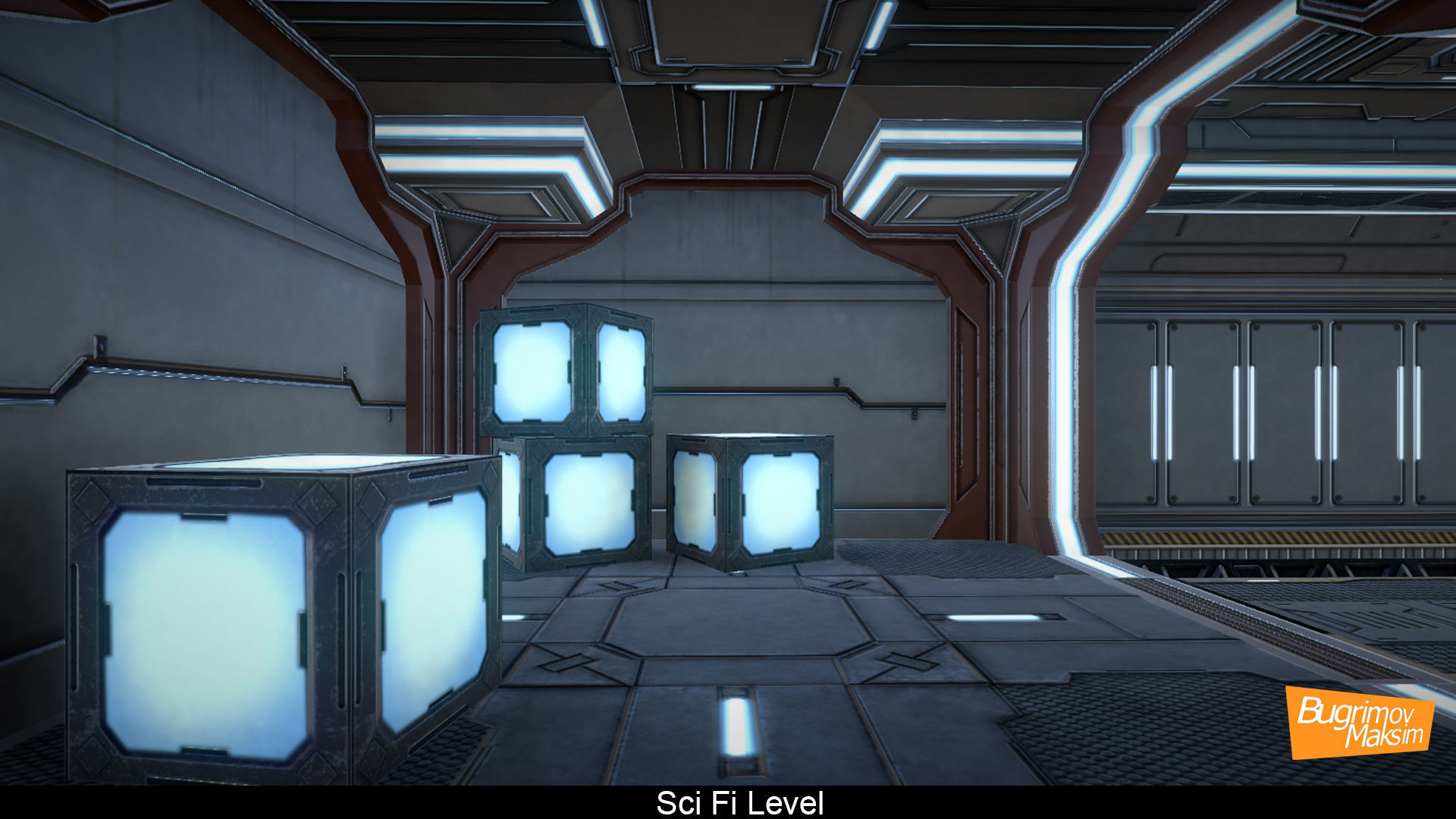 Sci Fi level Low-poly 3D model_6