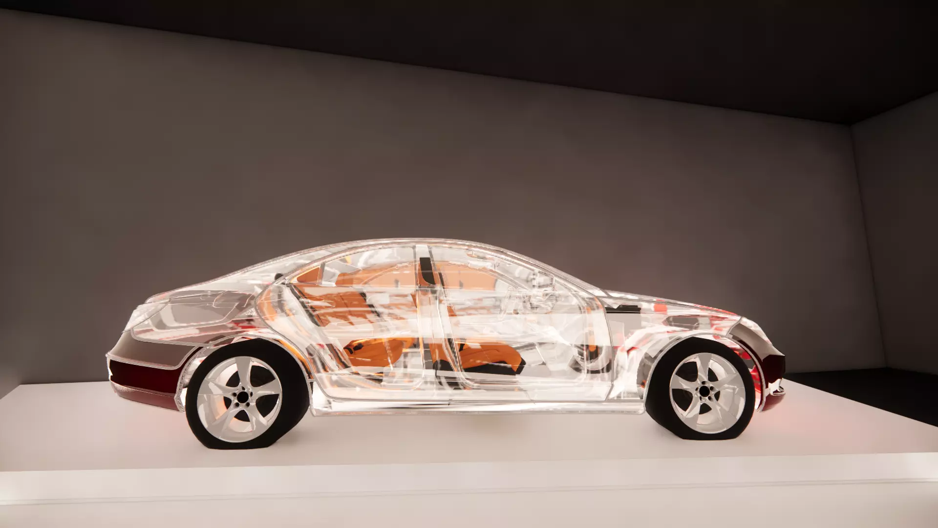 Transparent Car Model for Interior Display Low-poly 3D model
