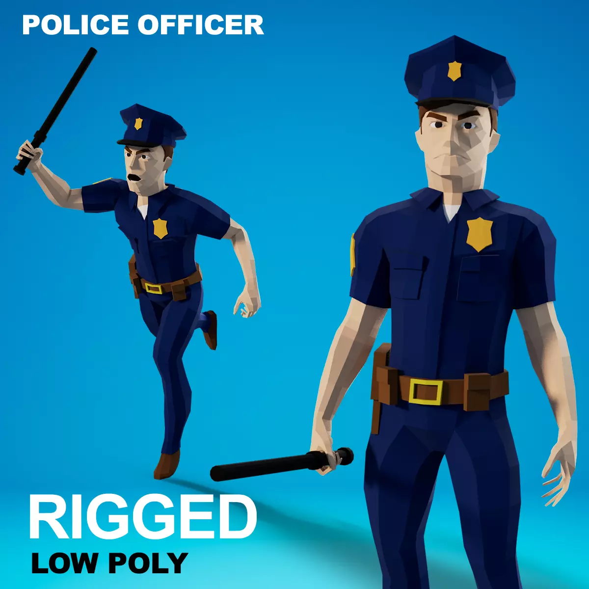 Low Poly Police Officer Character - Rigged - Game Ready Low-poly 3D model
