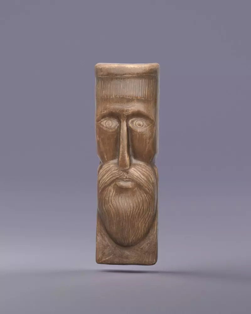 002378 Ancient Carved Wooden Mask Fragment Free low-poly 3D model