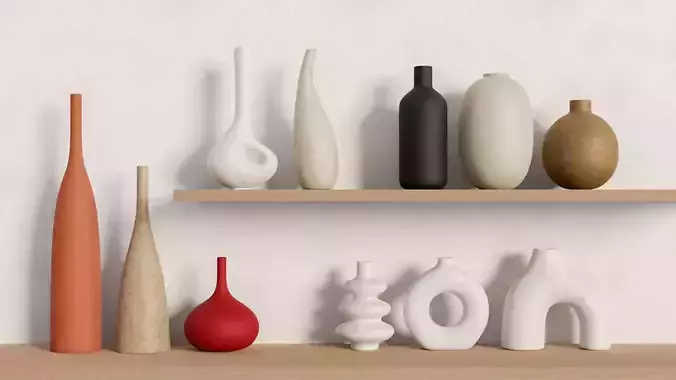 Unique design creative vases Low-poly 3D model