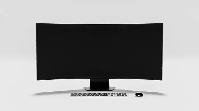 Curved monitor computer 3D model