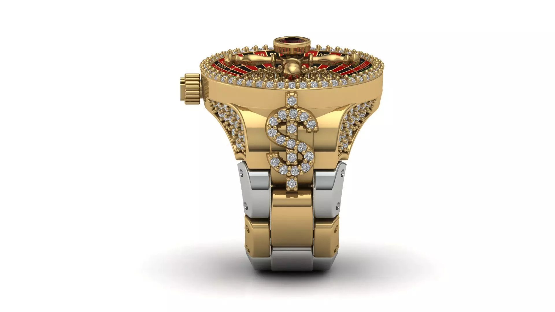 Roulette Ring US 10 Rotating Casino Wheel Gold Diamond Jewelry 3D print model