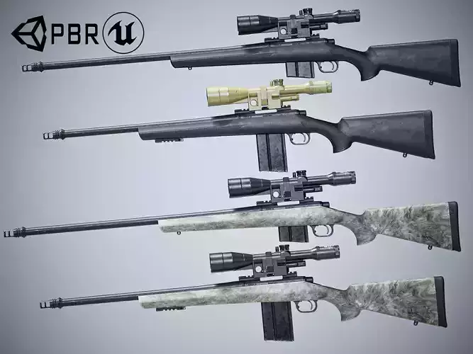 Remington 700 Sniper Rifle 3d model low-poly