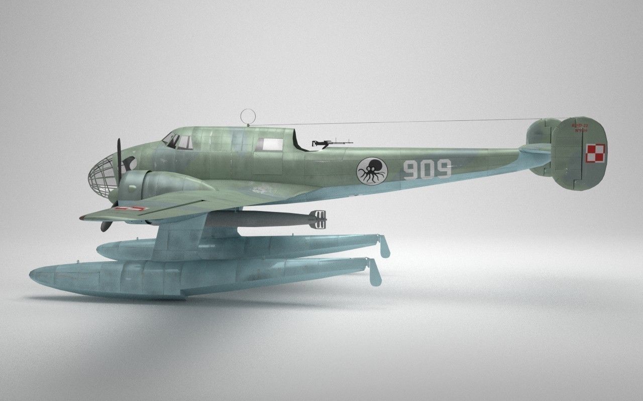 RWD-22 torpedo bomber Low Poly Low-poly 3D model_1