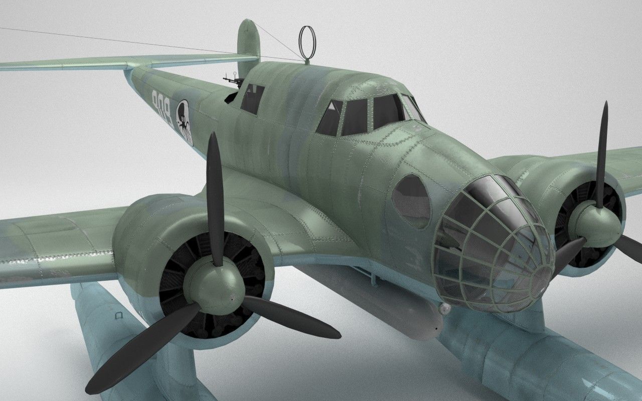RWD-22 torpedo bomber Low Poly Low-poly 3D model_4