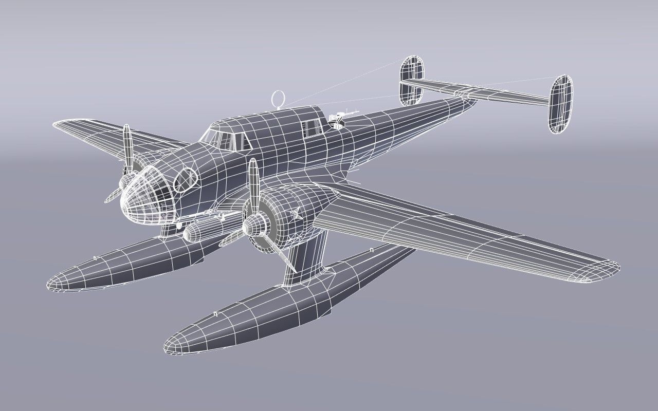 RWD-22 torpedo bomber Low Poly Low-poly 3D model_7