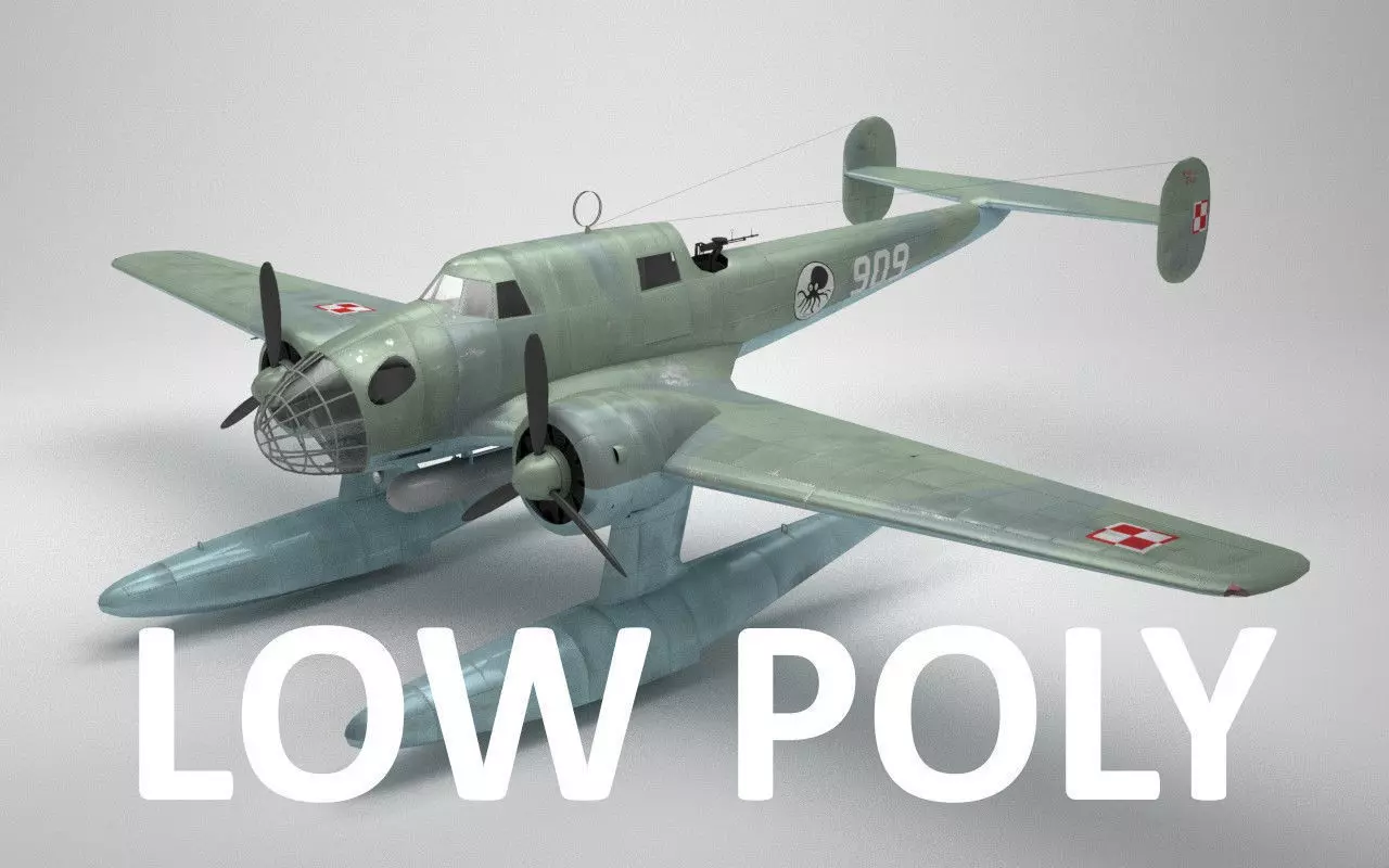 RWD-22 torpedo bomber Low Poly Low-poly 3D model_0