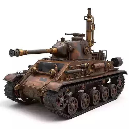 Steampunk Heavy Battle Tank 3D Model
