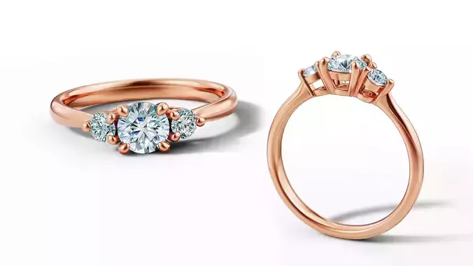 3 Stone Solitaire Ring 5mm gem Half Carat Main Stone