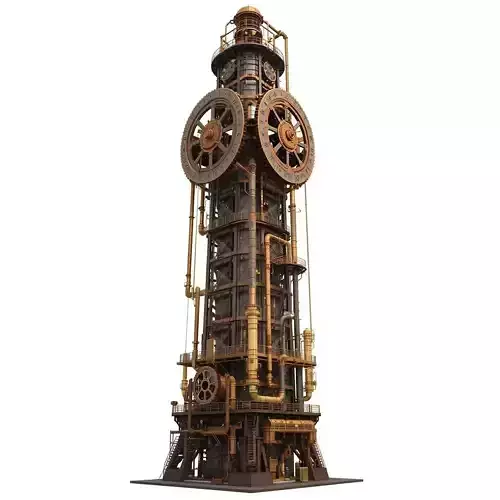 Steampunk Victorian Industrial Energy Tower 3D Model