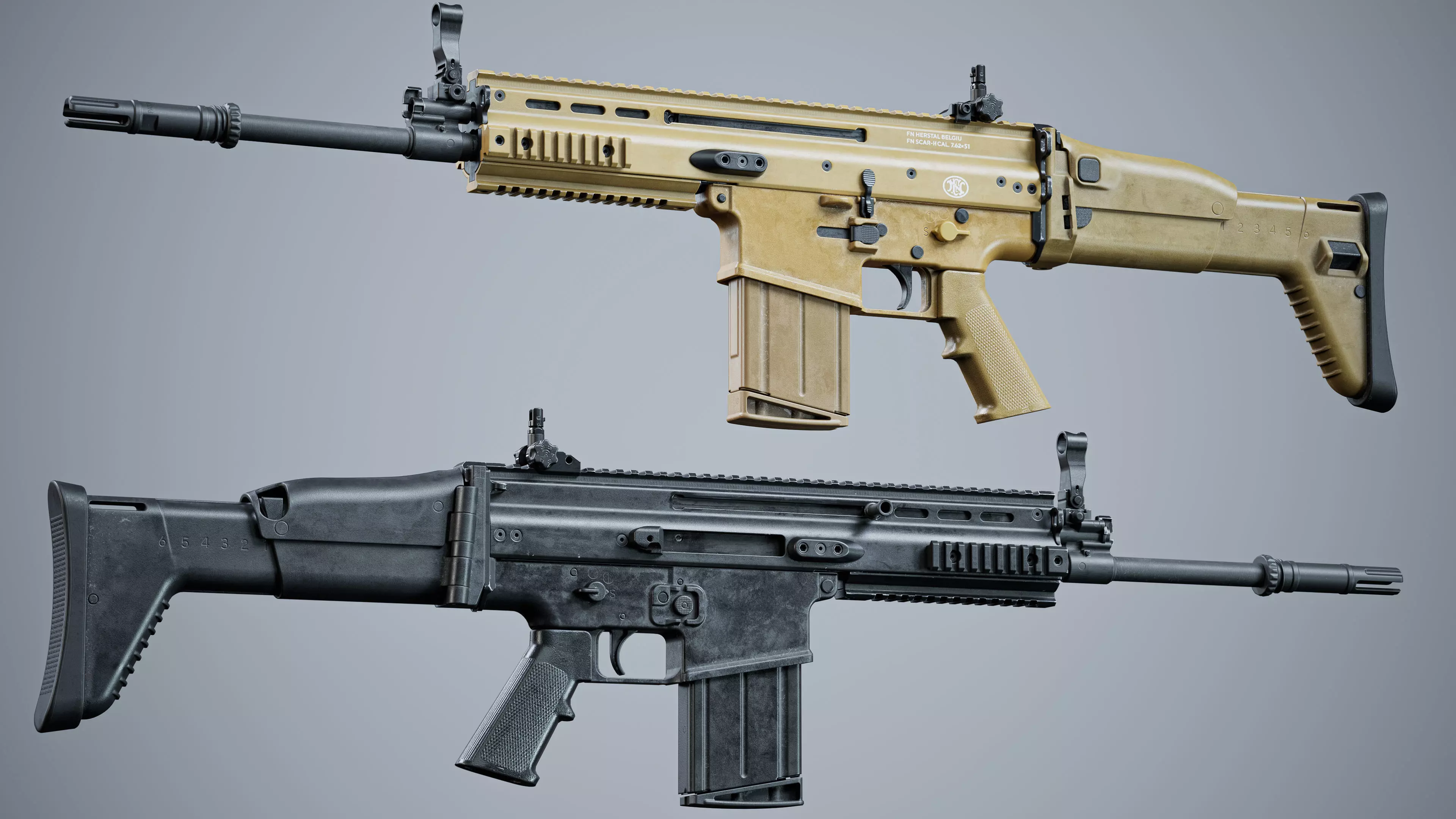 3D model MK 17 FN SCAR-H modular VR / AR / low-poly | CGTrader