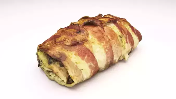 Bacon over meatloaf PBR Low-poly 3D model
