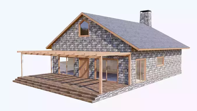 TOWN HOUSE 02 Low-poly 3D model