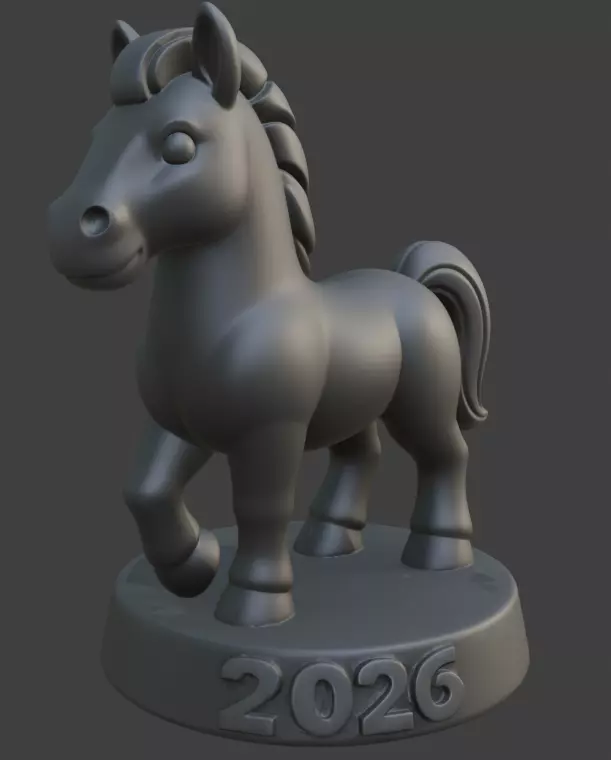 A cute horse is the symbol of 2026 Free 3D print model