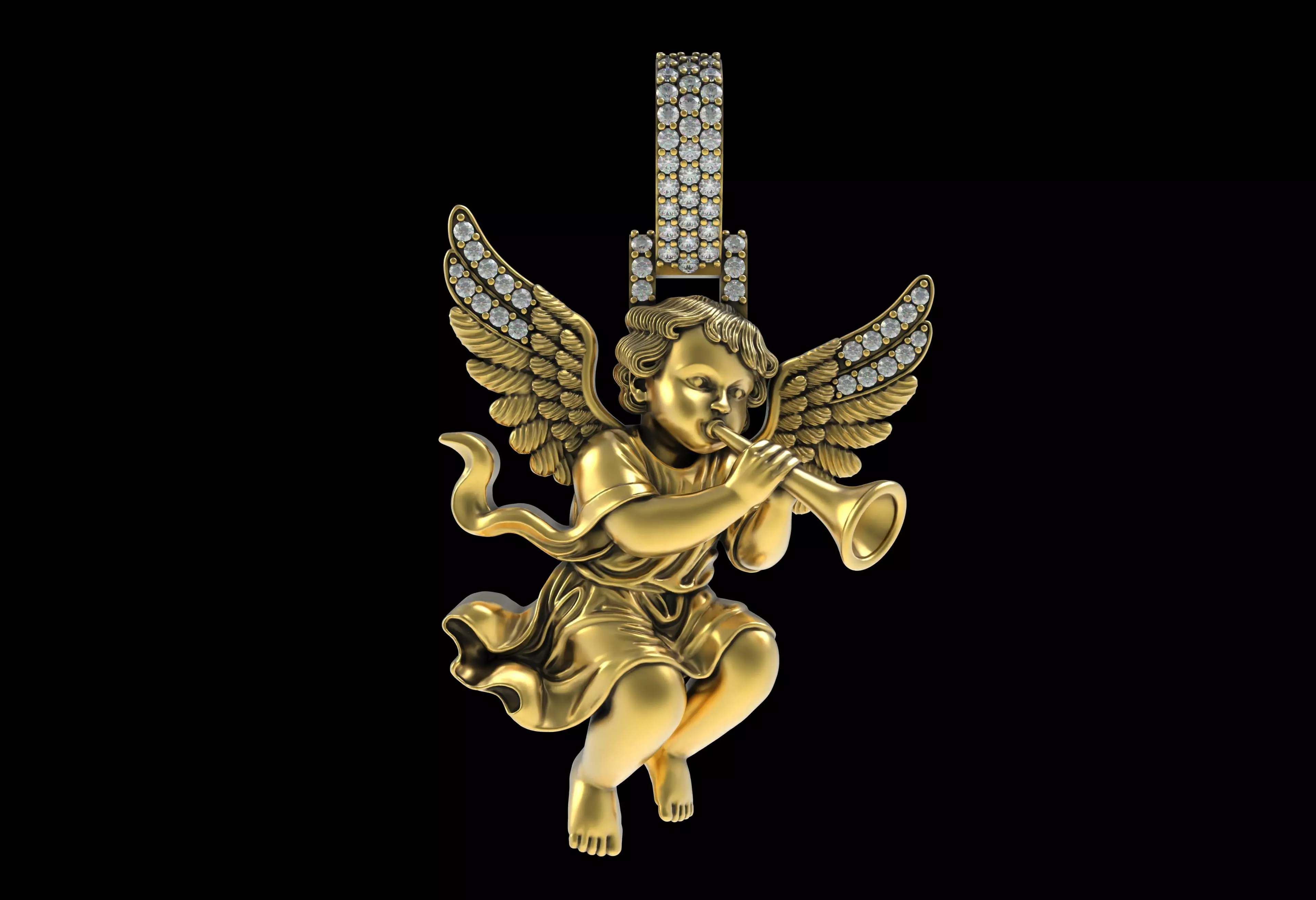 00071 Angel Playing Trumpet Pendant 3D print model