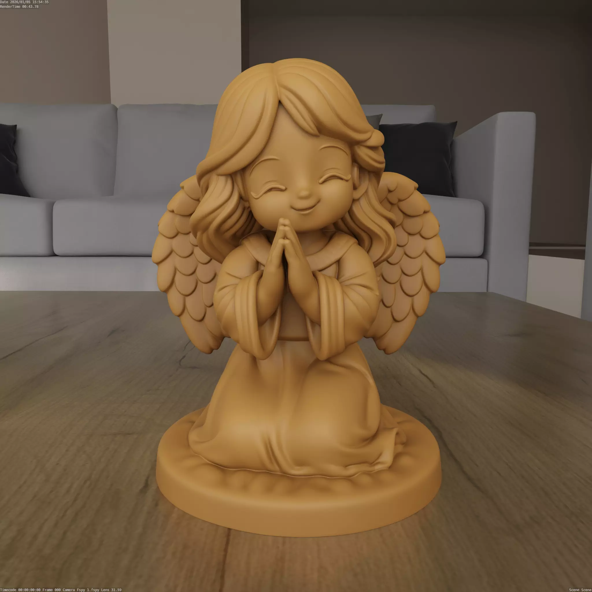 Cute Praying Angel STL Figurine for 3D Printing 3D print model