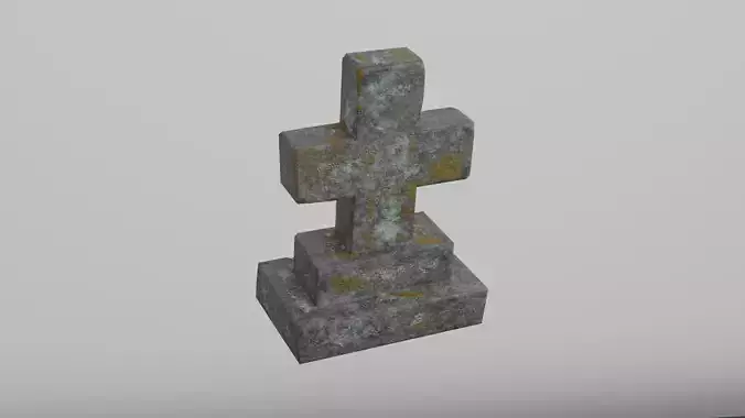 Old Cemetery Gravestone Cross with Moss and Patina