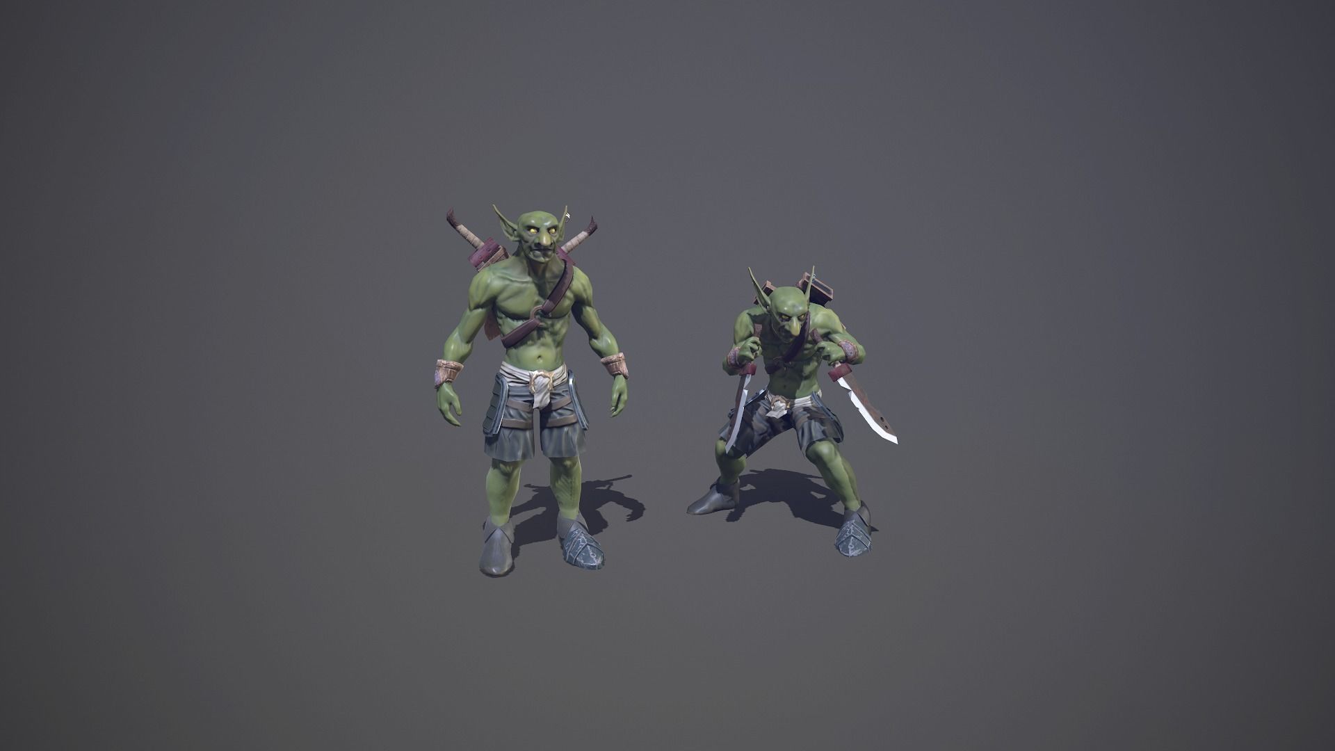 Goblin with daggers Low-poly 3D model_0