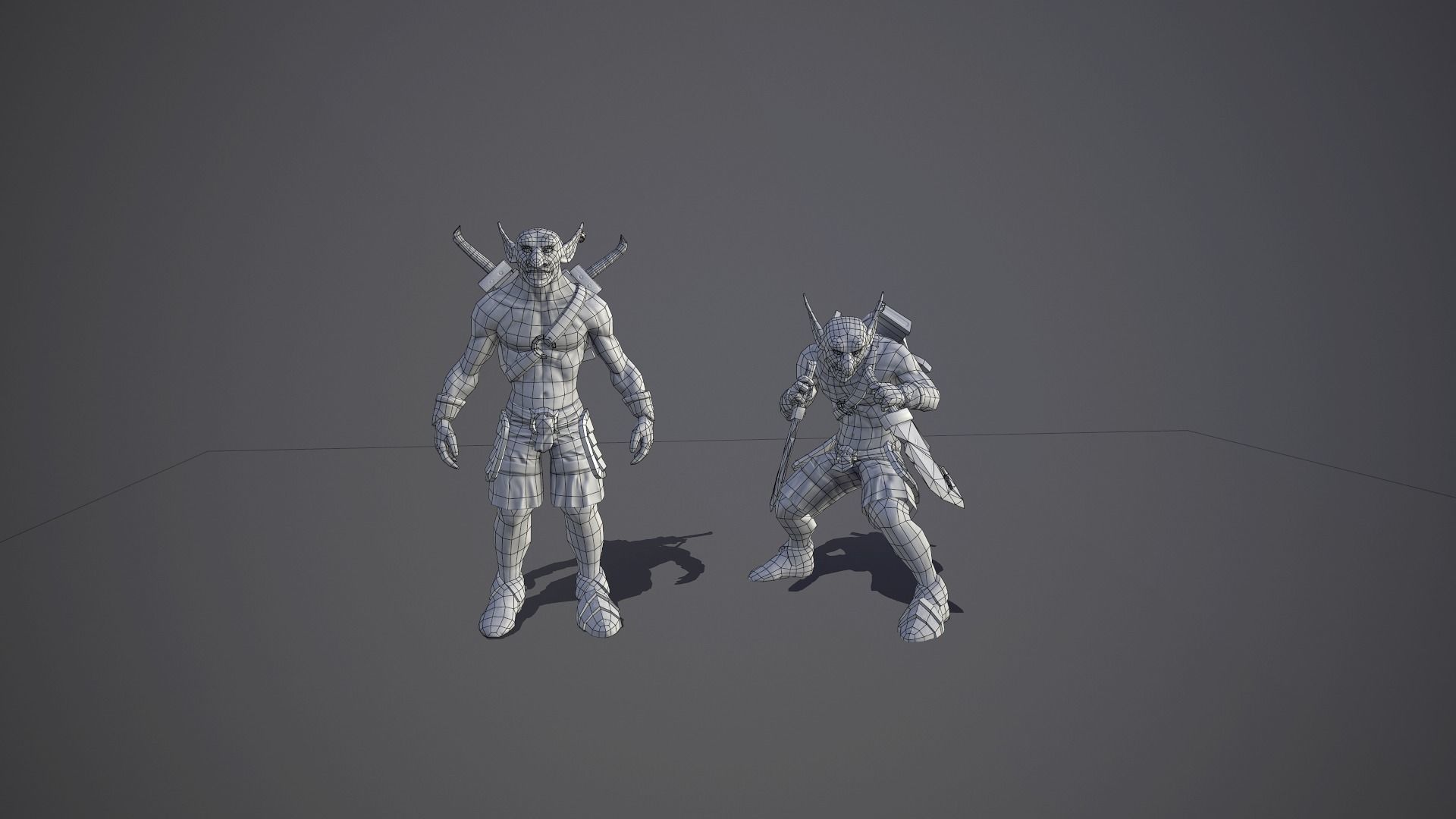 Goblin with daggers Low-poly 3D model_8